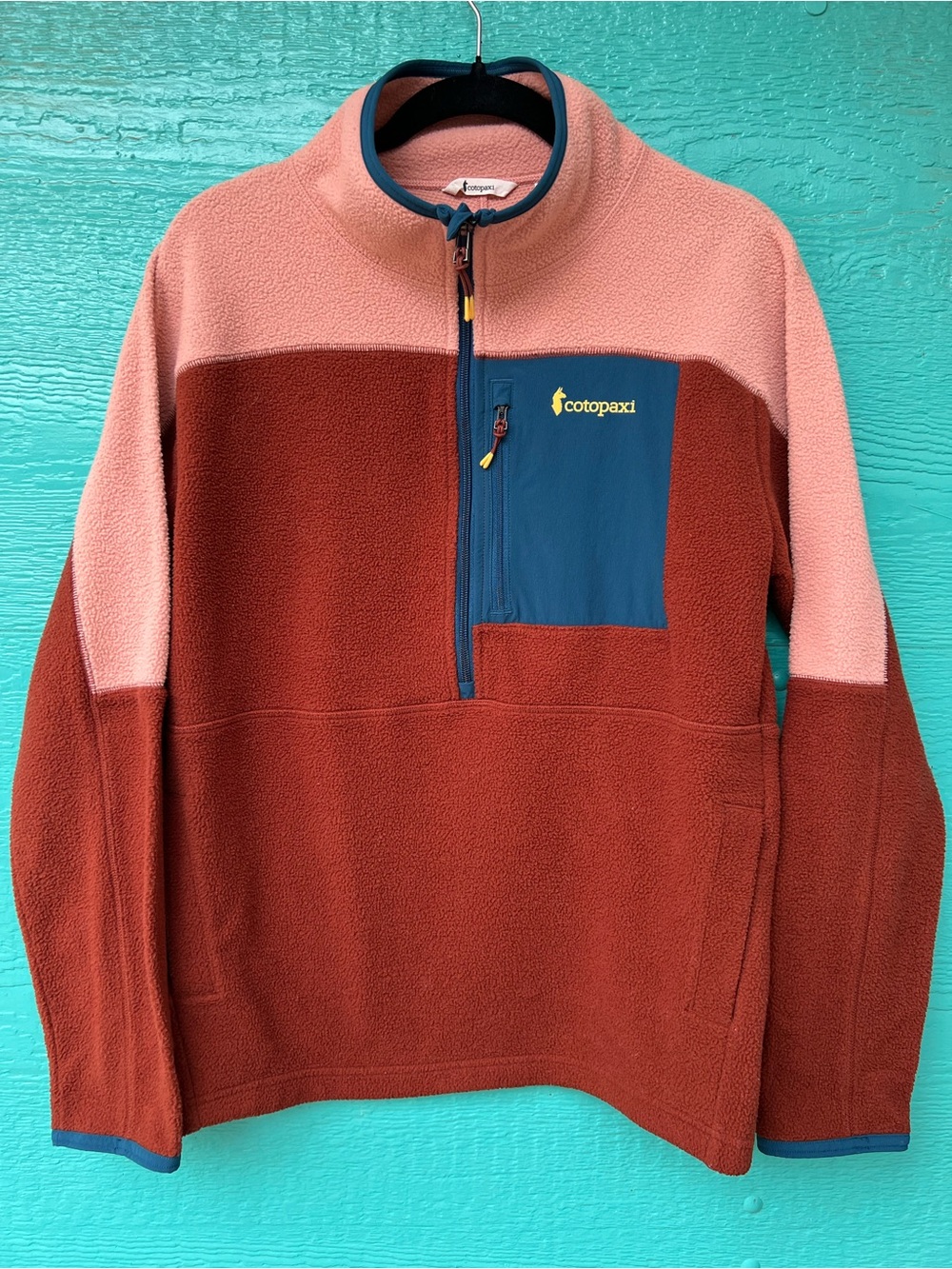 COTOPAXI QUARTER ZIP POCKETS RUST AND PEACH